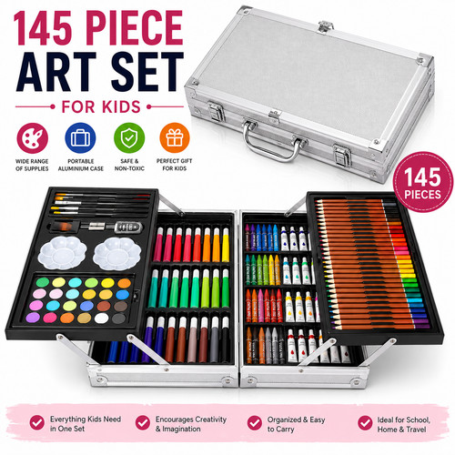 145pc art case colouring - 145pc,